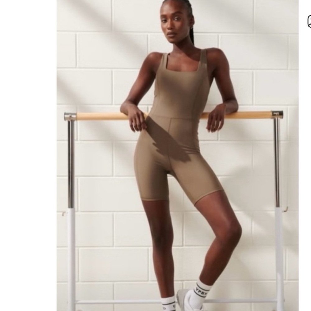 Women's Square-Neck Short Jumpsuit in Taupe